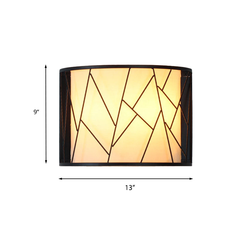 Modern Half-Cylinder Wall Lamp 2-Light Fabric Wire Frame Shade Wall Sconce Light in Black Clearhalo 'Wall Lamps & Sconces' 'Wall Lights' Lighting' 231124