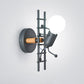 Ladder Stick Man Wall Lighting Decorative Metal 1-Head Bedside Wall Mounted Light Black Clearhalo 'Wall Lamps & Sconces' 'Wall Lights' Lighting' 2311360