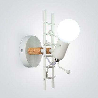 Ladder Stick Man Wall Lighting Decorative Metal 1-Head Bedside Wall Mounted Light White Clearhalo 'Wall Lamps & Sconces' 'Wall Lights' Lighting' 2311363
