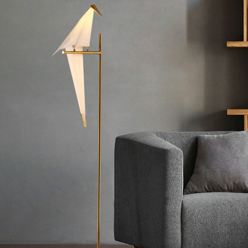 Paper Crane Shaped LED Floor Light Art Deco Acrylic Living Room Standing Light in Gold 1.0 Gold Clearhalo 'Floor Lamps' 'Lamps' Lighting' 2311367