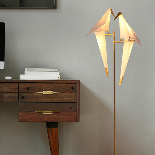 Paper Crane Shaped LED Floor Light Art Deco Acrylic Living Room Standing Light in Gold 2.0 Gold Clearhalo 'Floor Lamps' 'Lamps' Lighting' 2311368