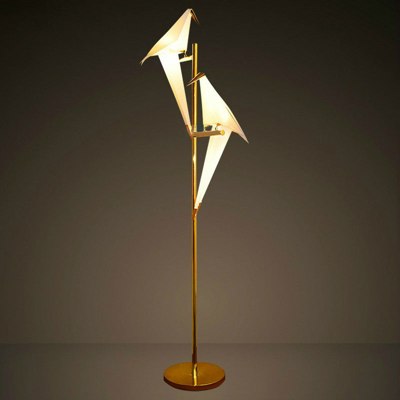 Paper Crane Shaped LED Floor Light Art Deco Acrylic Living Room Standing Light in Gold Clearhalo 'Floor Lamps' 'Lamps' Lighting' 2311369