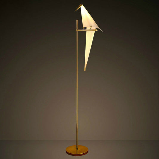 Paper Crane Shaped LED Floor Light Art Deco Acrylic Living Room Standing Light in Gold Clearhalo 'Floor Lamps' 'Lamps' Lighting' 2311370