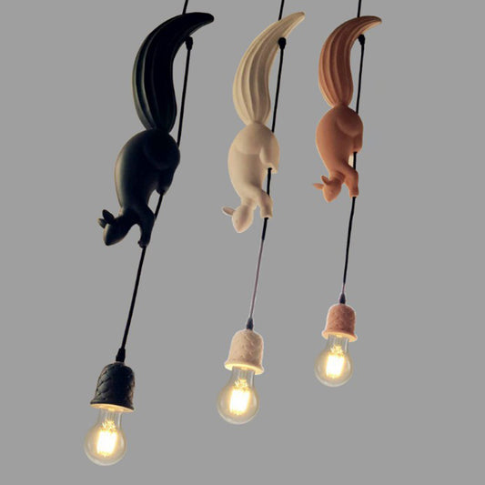 Squirrel and Pinecone Dining Room Pendant Lamp Resin 1 Head Decorative Hanging Light Fixture Clearhalo 'Ceiling Lights' 'Pendant Lights' 'Pendants' Lighting' 2311377