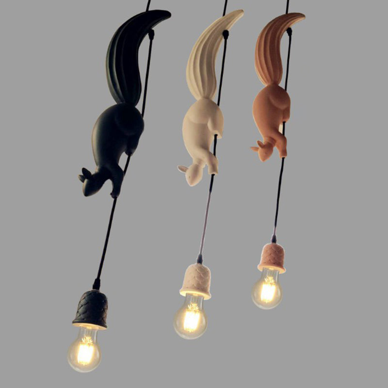 Squirrel and Pinecone Dining Room Pendant Lamp Resin 1 Head Decorative Hanging Light Fixture Black Clearhalo 'Ceiling Lights' 'Pendant Lights' 'Pendants' Lighting' 2311377_835c7fc3-9665-454e-8b1c-cd422bf8487f