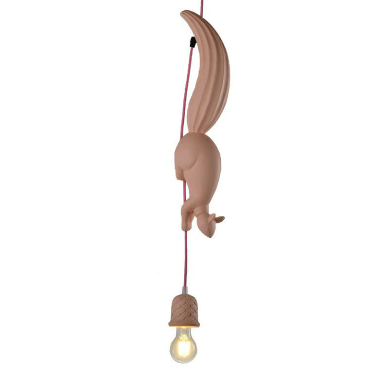 Squirrel and Pinecone Dining Room Pendant Lamp Resin 1 Head Decorative Hanging Light Fixture Pink Clearhalo 'Ceiling Lights' 'Pendant Lights' 'Pendants' Lighting' 2311383_26ae1ab2-d0fd-4c65-b1d6-297d62bc26e0