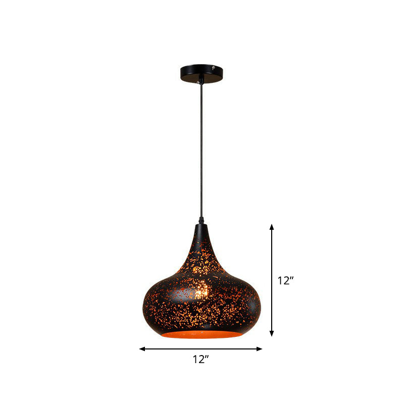 Hollow-Out Metal Pendant Lighting Retro 1-Light Black Finish Suspension Light for Restaurant Black Cone Clearhalo 'Ceiling Lights' 'Pendant Lights' 'Pendants' Lighting' 2311410_3fece1ff-9e49-4e32-8a01-b1c8e357f375