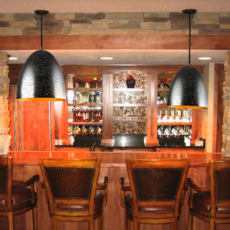 Circle Cutouts Restaurant Pendant Light Metal 1 Head Industrial Pendulum Light in Black Clearhalo 'Ceiling Lights' 'Pendant Lights' 'Pendants' Lighting' 2311418