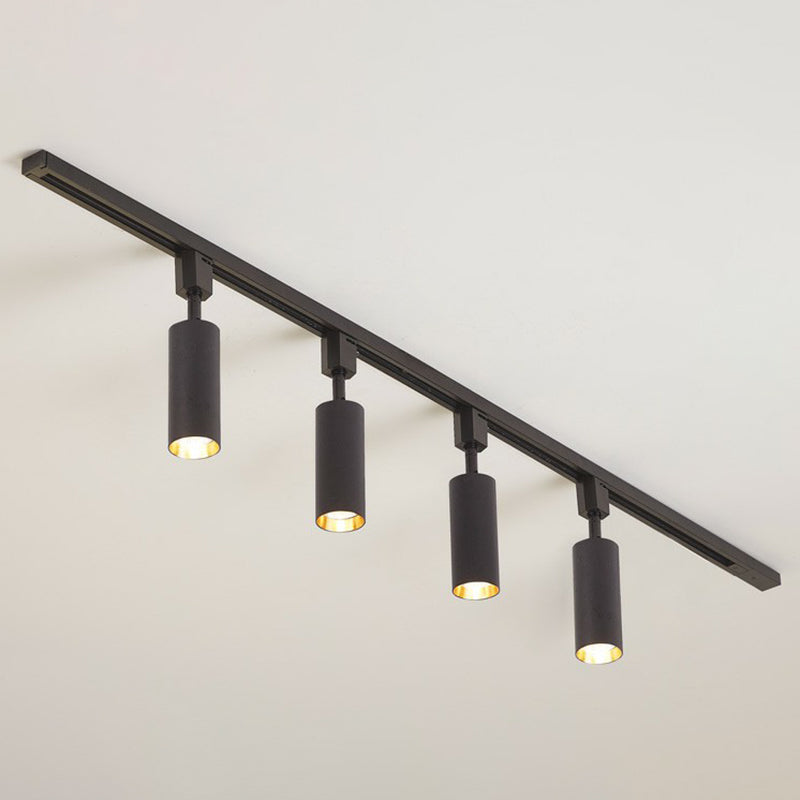 Nordic Style Tubular LED Track Lamp Metallic Living Room Spotlight Semi Flush Mount Lighting 4 Black Large Clearhalo 'Ceiling Lights' 'Close To Ceiling Lights' 'Close to ceiling' 'Semi-flushmount' Lighting' 2311507