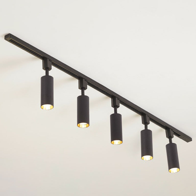 Nordic Style Tubular LED Track Lamp Metallic Living Room Spotlight Semi Flush Mount Lighting 5 Black Large Clearhalo 'Ceiling Lights' 'Close To Ceiling Lights' 'Close to ceiling' 'Semi-flushmount' Lighting' 2311508