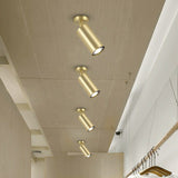 Metal Cylindrical LED Spotlight Post-Modern Gold Finish Semi Flush Mount Ceiling Light for Salon - Clearhalo - 'Ceiling Lights' - 'Close To Ceiling Lights' - 'Close to ceiling' - 'Semi-flushmount' - Lighting' - 2311545