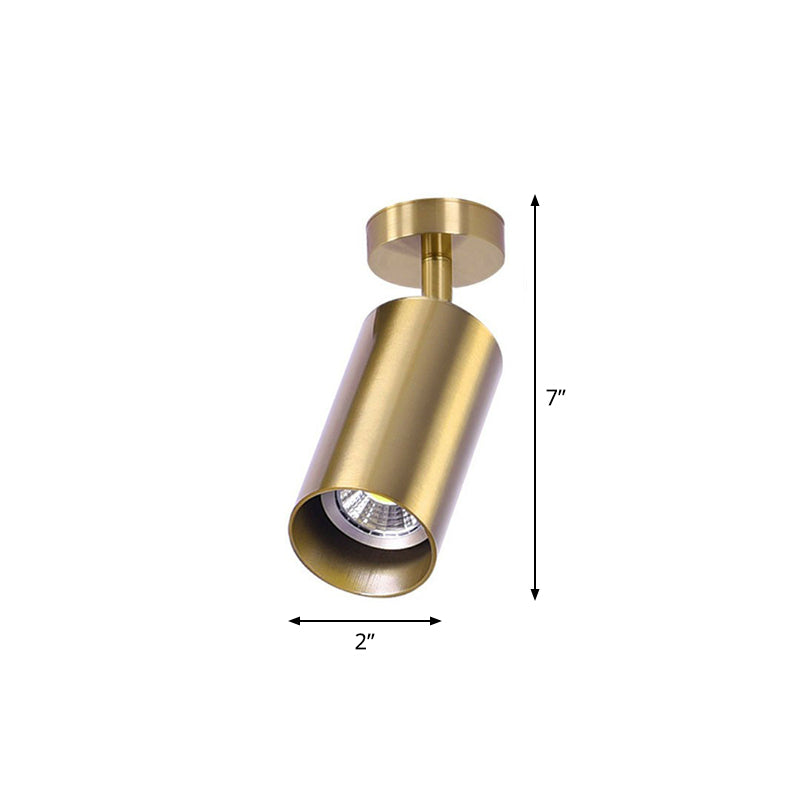Metal Cylindrical LED Spotlight Post-Modern Gold Finish Semi Flush Mount Ceiling Light for Salon - Clearhalo - 'Ceiling Lights' - 'Close To Ceiling Lights' - 'Close to ceiling' - 'Semi-flushmount' - Lighting' - 2311549