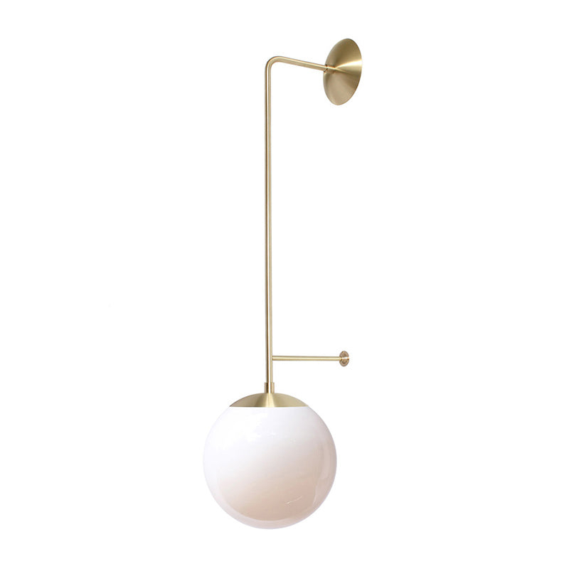 Retro Globe Wall Lamp 1-Light Clear/White Glass Shade Wall Sconce Light in Brass/Black for Living Room Clearhalo 'Wall Lamps & Sconces' 'Wall Lights' Lighting' 231156