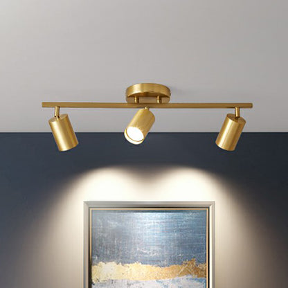 Minimalistic Spotlight Led Flush Ceiling Light Gold Tubular Track Light with Metal Shade 3 Gold Clearhalo 'Ceiling Lights' 'Close To Ceiling Lights' 'Close to ceiling' 'Semi-flushmount' Lighting' 2311569