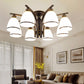 Minimalist Bell Shape Ceiling Light Cream Glass Semi Flush Light in Black for Dining Room Clearhalo 'Ceiling Lights' 'Close To Ceiling Lights' 'Close to ceiling' 'Semi-flushmount' Lighting' 2311576