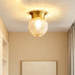Brass Ball Flush Mount Light Country Clear Lattice Glass Single Corridor Semi Flush Ceiling Light Clearhalo 'Ceiling Lights' 'Close To Ceiling Lights' 'Close to ceiling' 'Semi-flushmount' Lighting' 2311580