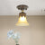 Single Trumpet Flare Flush Ceiling Light Countryside Beige Frosted Glass Semi Mount Lighting for Foyer Beige Clearhalo 'Ceiling Lights' 'Close To Ceiling Lights' 'Close to ceiling' 'Semi-flushmount' Lighting' 2311589