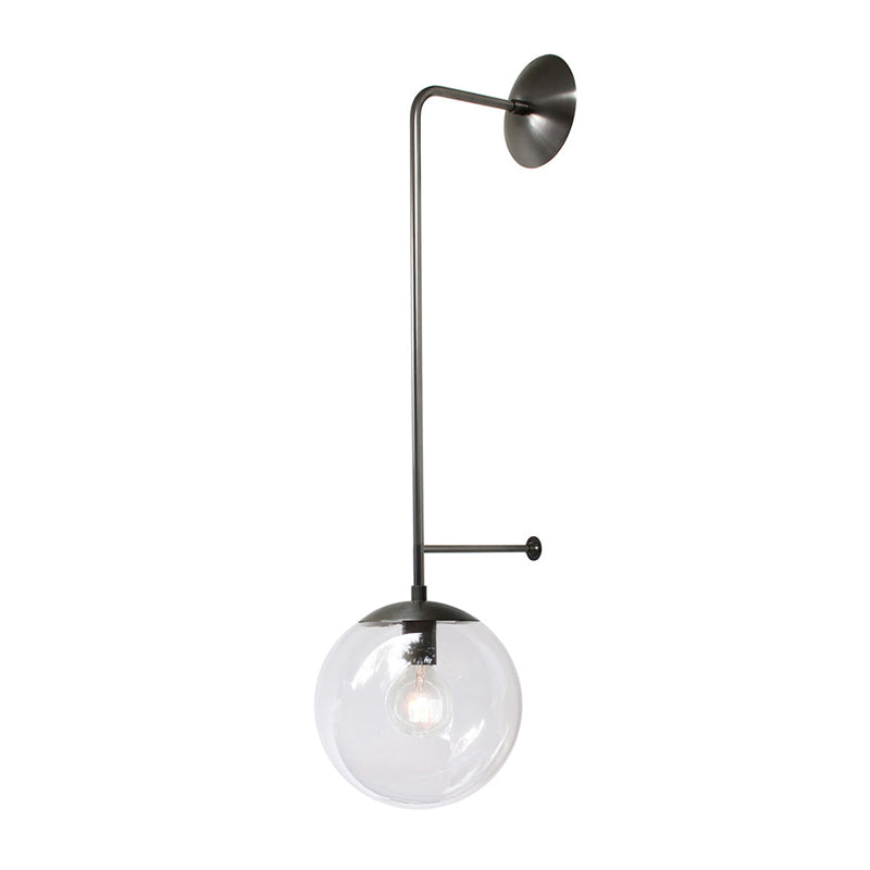 Retro Globe Wall Lamp 1-Light Clear/White Glass Shade Wall Sconce Light in Brass/Black for Living Room Clearhalo 'Wall Lamps & Sconces' 'Wall Lights' Lighting' 231163