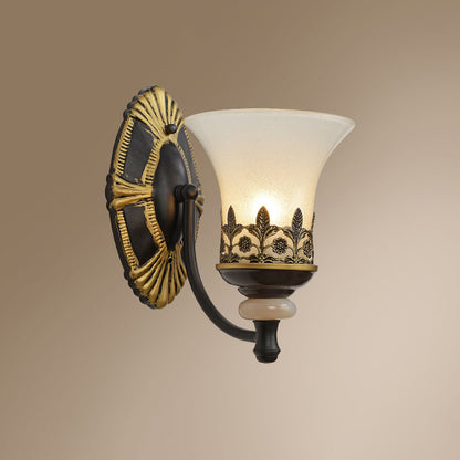 Flared Bedroom Sconce Light Fixture Rustic Frosted White Glass Wall Mounted Lamp 1.0 White Clearhalo 'Wall Lamps & Sconces' 'Wall Lights' Lighting' 2311631