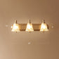 Gold Finish Floral Vanity Lighting Antique Semi-Opaque Glass Bathroom Wall Light Fixture 3.0 Gold Clearhalo 'Vanity Lights' 'Wall Lights' Lighting' 2311640