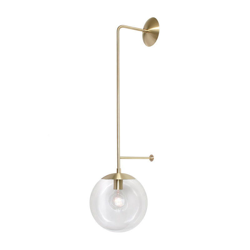 Retro Globe Wall Lamp 1-Light Clear/White Glass Shade Wall Sconce Light in Brass/Black for Living Room Clearhalo 'Wall Lamps & Sconces' 'Wall Lights' Lighting' 231166