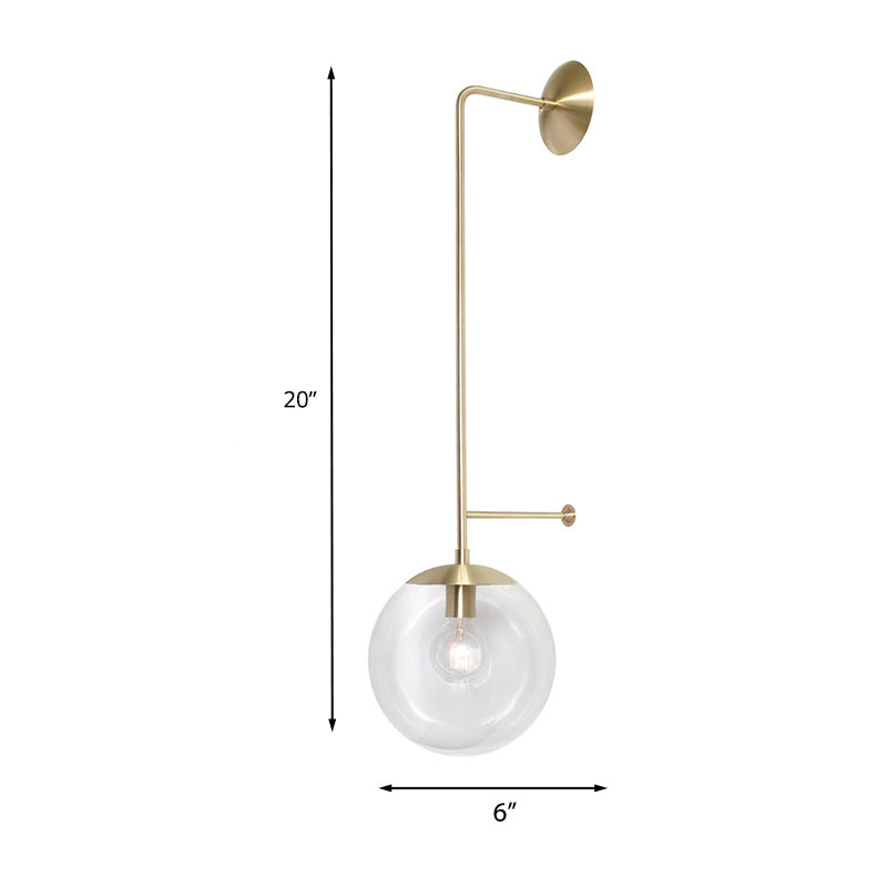 Retro Globe Wall Lamp 1-Light Clear/White Glass Shade Wall Sconce Light in Brass/Black for Living Room Clearhalo 'Wall Lamps & Sconces' 'Wall Lights' Lighting' 231167