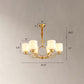Chandelier Light Traditional Living Room Pendant Light with Cylinder Milk Glass Shade in Brass Clearhalo 'Ceiling Lights' 'Chandeliers' Lighting' options 2311673