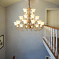 Flared Stairs Ceiling Chandelier Antique Frosted Glass Brass Pendant Lighting Fixture Clearhalo 'Ceiling Lights' 'Chandeliers' Lighting' options 2311711