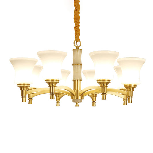 Traditional Flare Chandelier Lighting Fixture Opal Frosted Glass Pendant Lamp for Bedroom Clearhalo 'Ceiling Lights' 'Chandeliers' Lighting' options 2311777