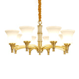 Traditional Flare Chandelier Lighting Fixture Opal Frosted Glass Pendant Lamp for Bedroom Clearhalo 'Ceiling Lights' 'Chandeliers' Lighting' options 2311777