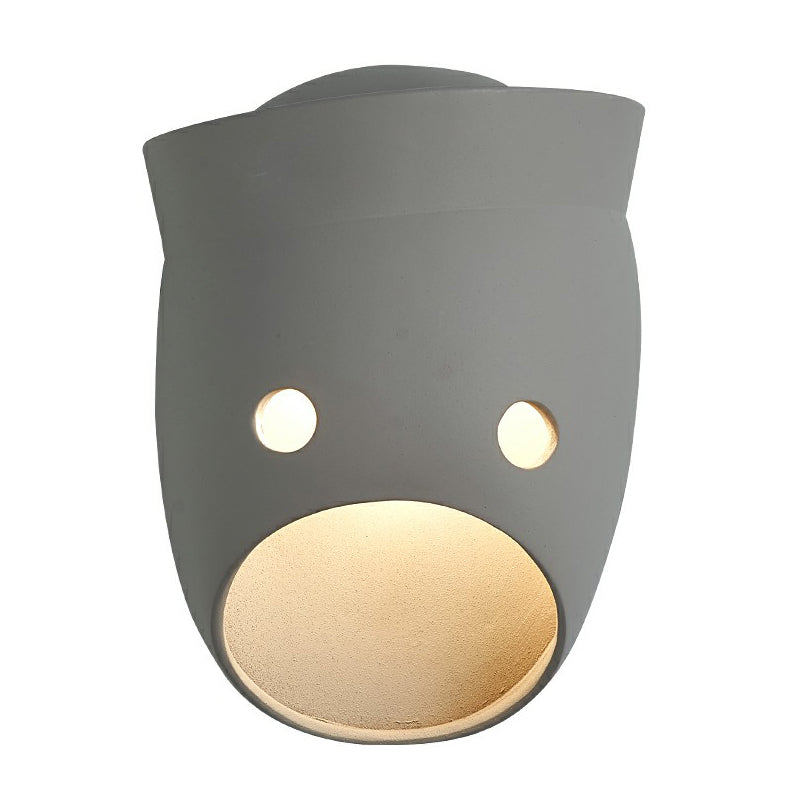 Decorative Funny Face Expression Wall Sconce Resin Bedroom LED Wall Mounted Light in Grey Clearhalo 'Wall Lamps & Sconces' 'Wall Lights' Lighting' 2311853