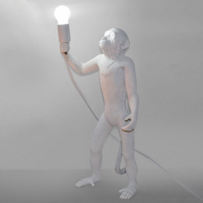 White Monkey Standing Floor Light Artistic Single-Bulb Resin Floor Lamp for Living Room Clearhalo 'Floor Lamps' 'Lamps' Lighting' 2311872