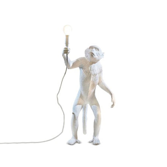 White Monkey Standing Floor Light Artistic Single-Bulb Resin Floor Lamp for Living Room White Clearhalo 'Floor Lamps' 'Lamps' Lighting' 2311873