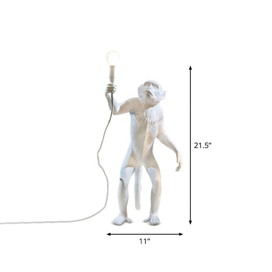 White Monkey Standing Floor Light Artistic Single-Bulb Resin Floor Lamp for Living Room Clearhalo 'Floor Lamps' 'Lamps' Lighting' 2311874