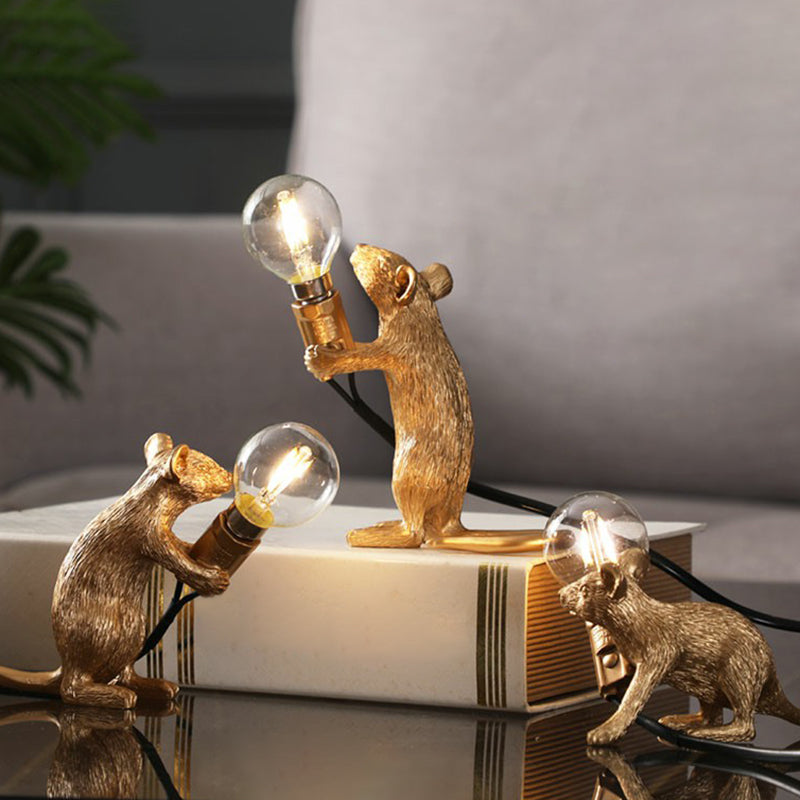 Kids Style Mouse Shaped Table Lamp Resin 1-Light Bedside Night Lighting for Decoration Clearhalo 'Lamps' 'Table Lamps' Lighting' 2311887
