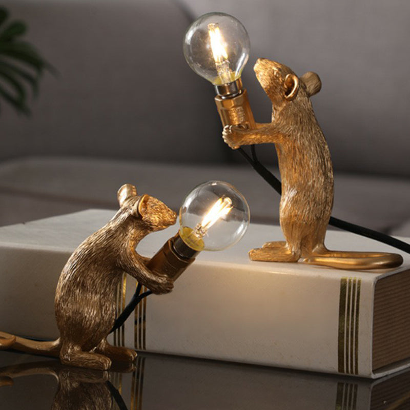 Kids Style Mouse Shaped Table Lamp Resin 1-Light Bedside Night Lighting for Decoration Clearhalo 'Lamps' 'Table Lamps' Lighting' 2311888