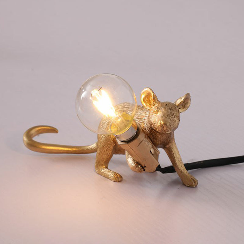 Kids Style Mouse Shaped Table Lamp Resin 1-Light Bedside Night Lighting for Decoration Gold Prone Clearhalo 'Lamps' 'Table Lamps' Lighting' 2311893