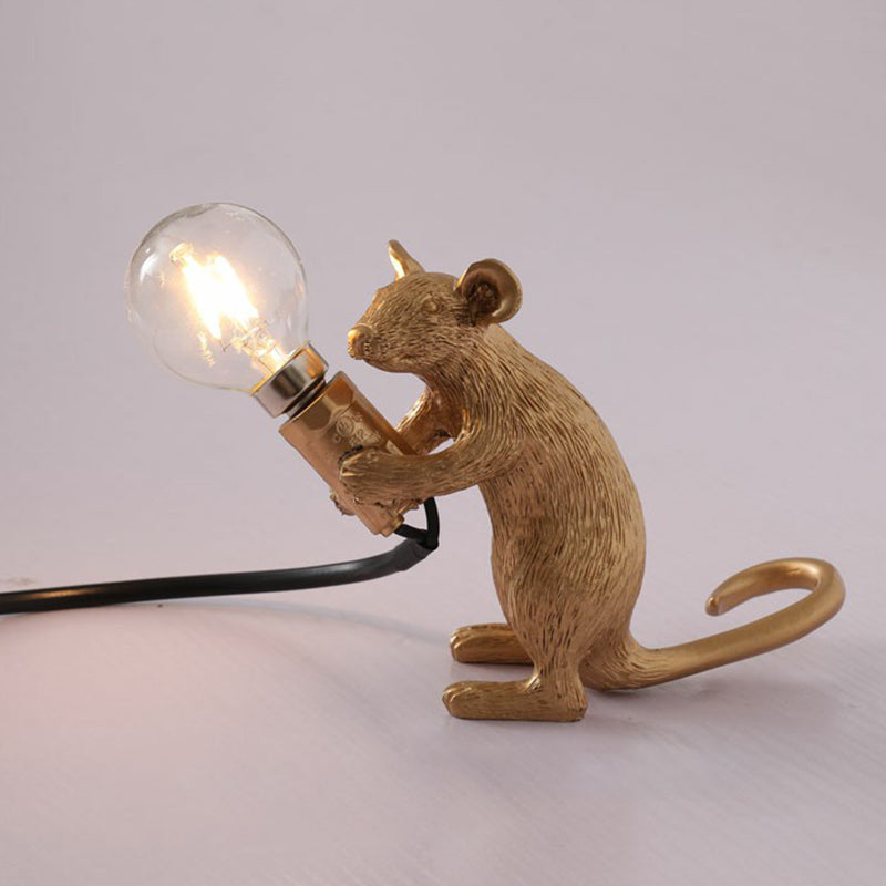 Kids Style Mouse Shaped Table Lamp Resin 1-Light Bedside Night Lighting for Decoration Gold Sitting Clearhalo 'Lamps' 'Table Lamps' Lighting' 2311895