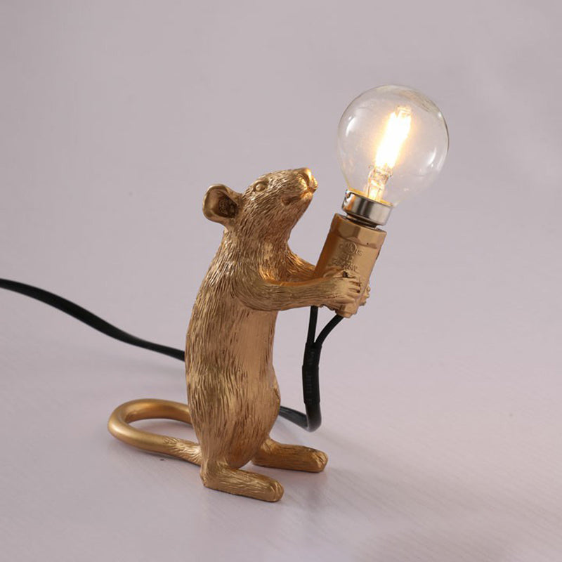 Kids Style Mouse Shaped Table Lamp Resin 1-Light Bedside Night Lighting for Decoration Gold Standing Clearhalo 'Lamps' 'Table Lamps' Lighting' 2311897