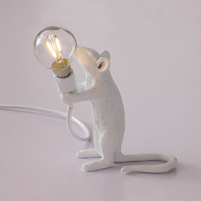 Kids Style Mouse Shaped Table Lamp Resin 1-Light Bedside Night Lighting for Decoration White Standing Clearhalo 'Lamps' 'Table Lamps' Lighting' 2311901
