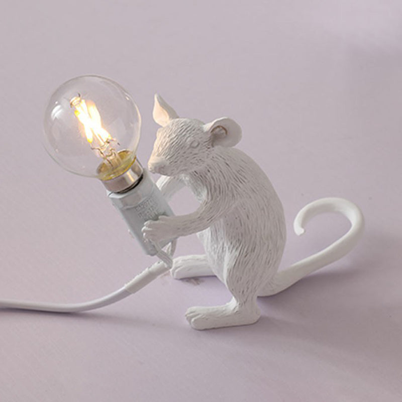Kids Style Mouse Shaped Table Lamp Resin 1-Light Bedside Night Lighting for Decoration White Sitting Clearhalo 'Lamps' 'Table Lamps' Lighting' 2311903
