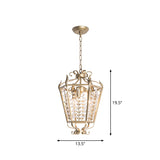 3 Lights Hexagonal Pendant Lighting Rustic Antiqued Gold Crystal Chandelier for Living Room Clearhalo 'Ceiling Lights' 'Chandeliers' Lighting' options 2312017