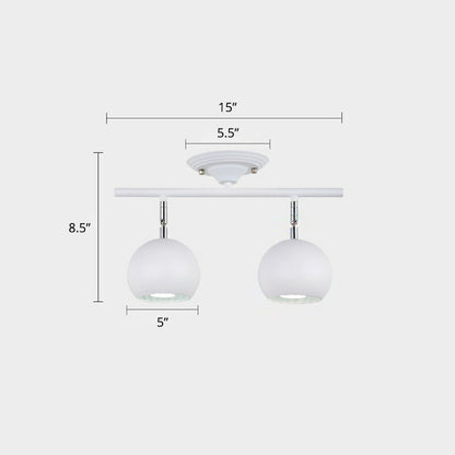 Dome Restaurant Track Lighting Fixture Metal Nordic Semi Flush Mount Ceiling Light 2 White Clearhalo 'Ceiling Lights' 'Close To Ceiling Lights' 'Close to ceiling' 'Semi-flushmount' Lighting' 2312048