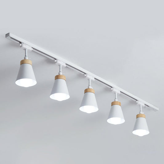 Living Room Semi Flush Mount Lamp Nordic Style Spotlight Track Light with Cone Metal Shade 5 White Clearhalo 'Ceiling Lights' 'Close To Ceiling Lights' 'Close to ceiling' 'Semi-flushmount' Lighting' 2312056