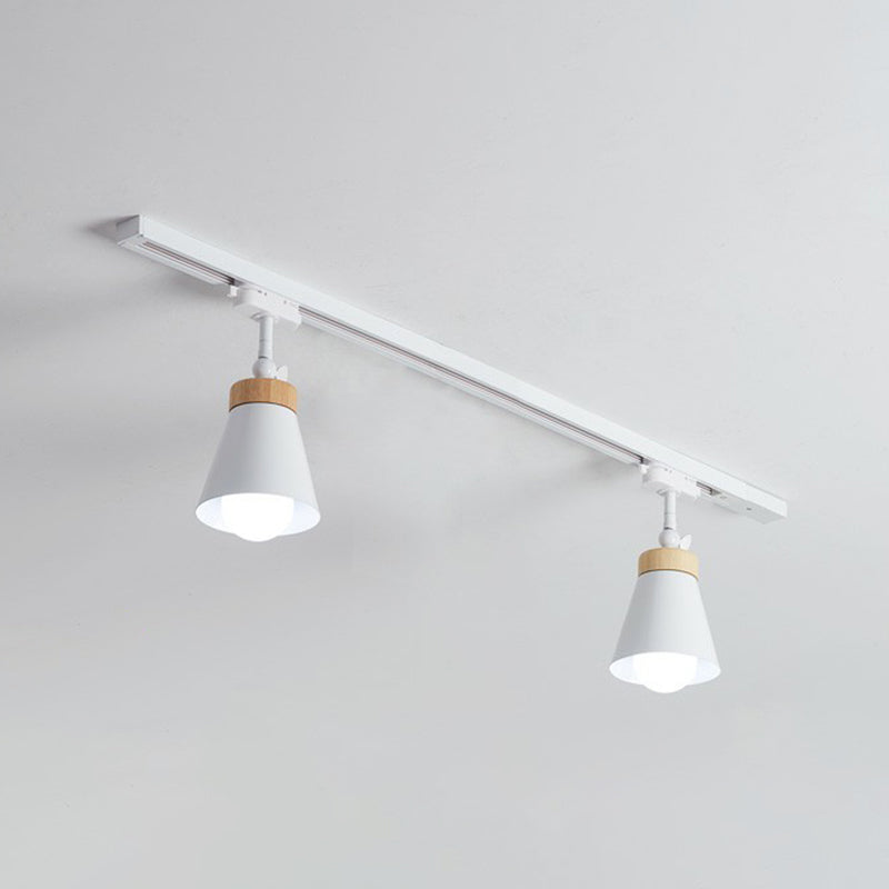 Living Room Semi Flush Mount Lamp Nordic Style Spotlight Track Light with Cone Metal Shade 2 White Clearhalo 'Ceiling Lights' 'Close To Ceiling Lights' 'Close to ceiling' 'Semi-flushmount' Lighting' 2312059