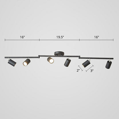 Tubular Metal Flush Mount Lighting Fixture Nordic Style 6-Light Ceiling Spotlight for Living Room Black Clearhalo 'Ceiling Lights' 'Close To Ceiling Lights' 'Close to ceiling' 'Semi-flushmount' Lighting' 2312102
