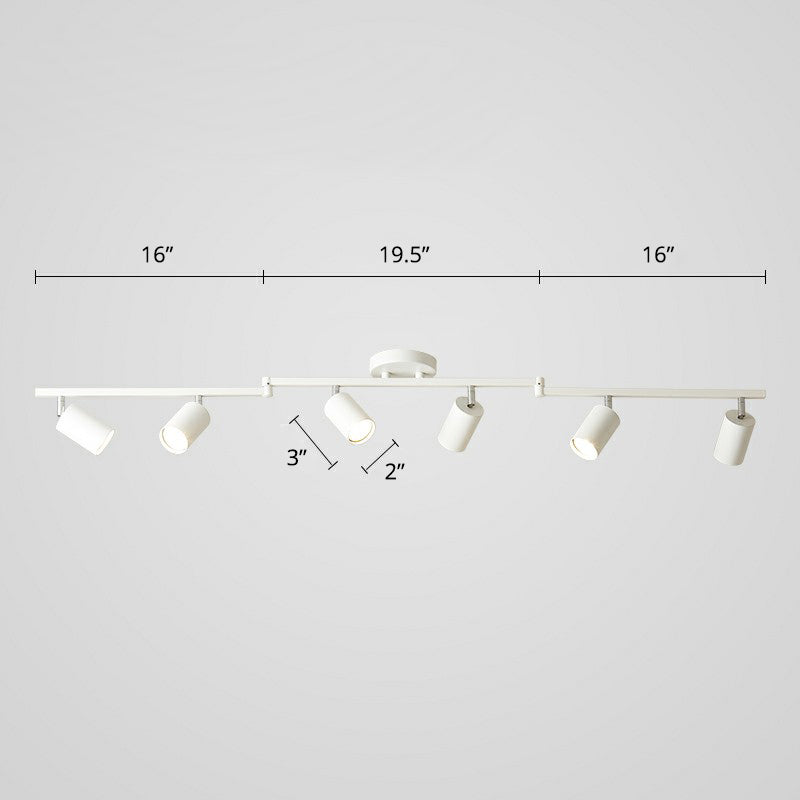 Tubular Metal Flush Mount Lighting Fixture Nordic Style 6-Light Ceiling Spotlight for Living Room White Clearhalo 'Ceiling Lights' 'Close To Ceiling Lights' 'Close to ceiling' 'Semi-flushmount' Lighting' 2312103