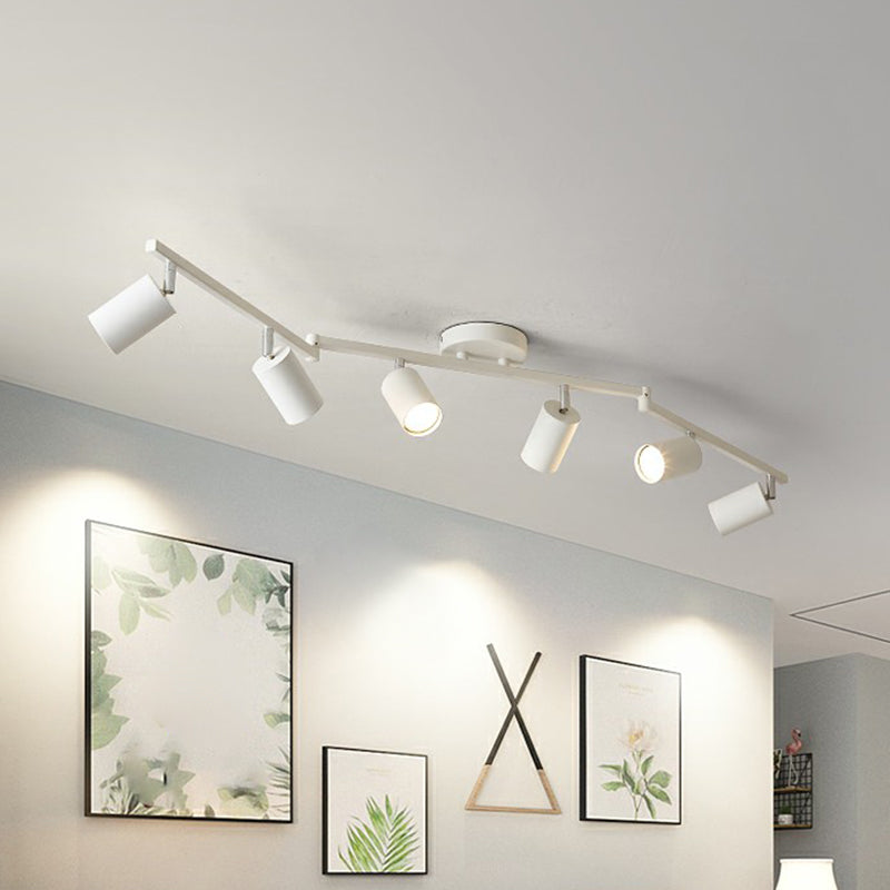 Tubular Metal Flush Mount Lighting Fixture Nordic Style 6-Light Ceiling Spotlight for Living Room Clearhalo 'Ceiling Lights' 'Close To Ceiling Lights' 'Close to ceiling' 'Semi-flushmount' Lighting' 2312107