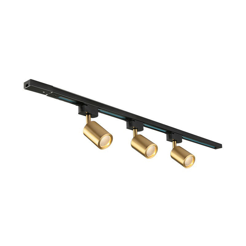 Tube LED Spotlight Track Lighting Postmodern Metal Black and Gold Semi-Flush Ceiling Light 3 Gold Natural Clearhalo 'Ceiling Lights' 'Close To Ceiling Lights' 'Close to ceiling' 'Semi-flushmount' Lighting' 2312110