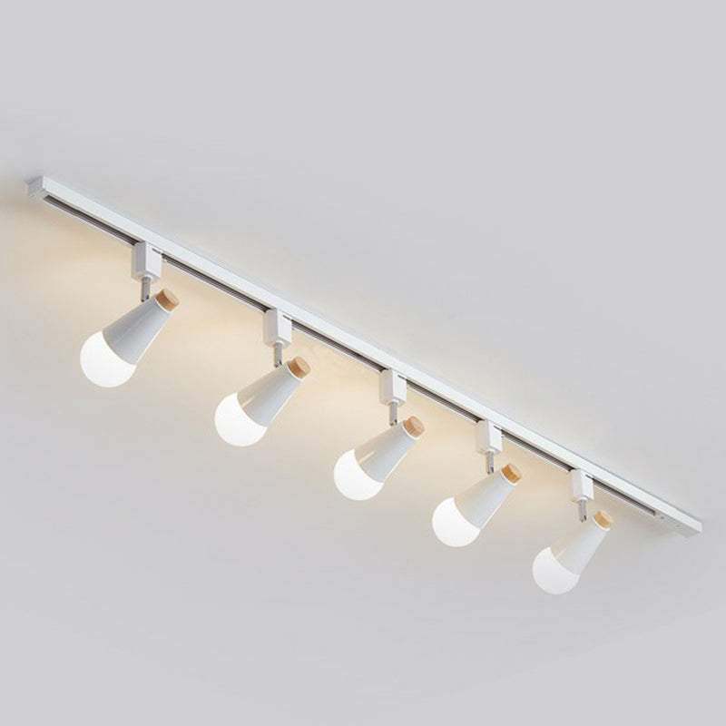 Nordic Conical Semi Flush Mounted Track Light Metal Living Room Ceiling Light Fixture 5 White Clearhalo 'Ceiling Lights' 'Close To Ceiling Lights' 'Close to ceiling' 'Semi-flushmount' Lighting' 2312141